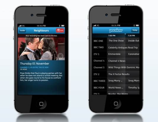 YouView’s apps on mobile
