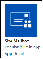 A screenshot of the site mailbox tile image, which could be selected to add a site mailbox to the site.