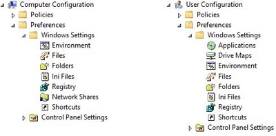 Windows Settings extensions for Group Policy preferences.