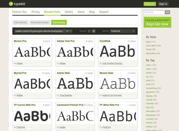 Description: Web font services such as Adobe’s Typekit make it easy to use a range of typefaces in your sites