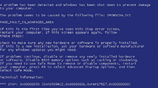 The BSOD (Blue Screen Of Death) can be indicative of a hardware or compatibility problem, but it can also be caused by a virus