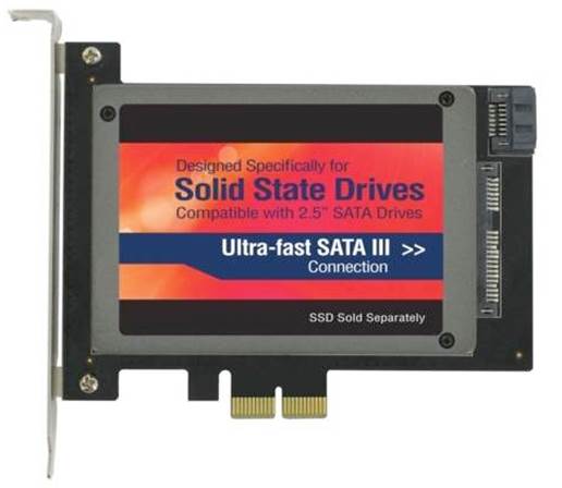 it's a PCIe 2.0 x2 lane card that is capable of delivering speeds upwards of 550MB/s when used with a single SATA III (6GB/s) 2.5" SSD.