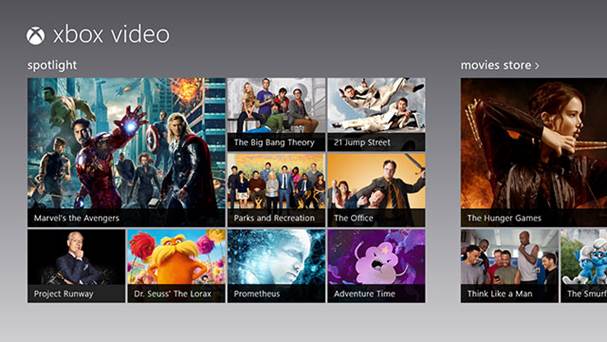 The Xbox Video store is built into Windows 8 and includes the ability to rent or buy films from a huge selection of titles.
