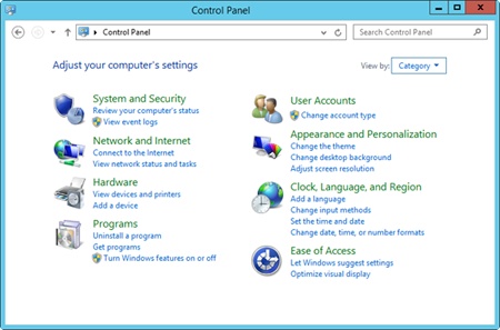 Access system utilities and change operating system settings using Control Panel.