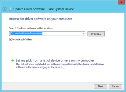 Search for or select a driver to install.
