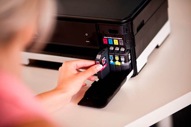 As usual with Brother, there is an easily accessible compartment on the front of the unit for inserting the four ink cartridges covering black, cyan, magenta and yellow